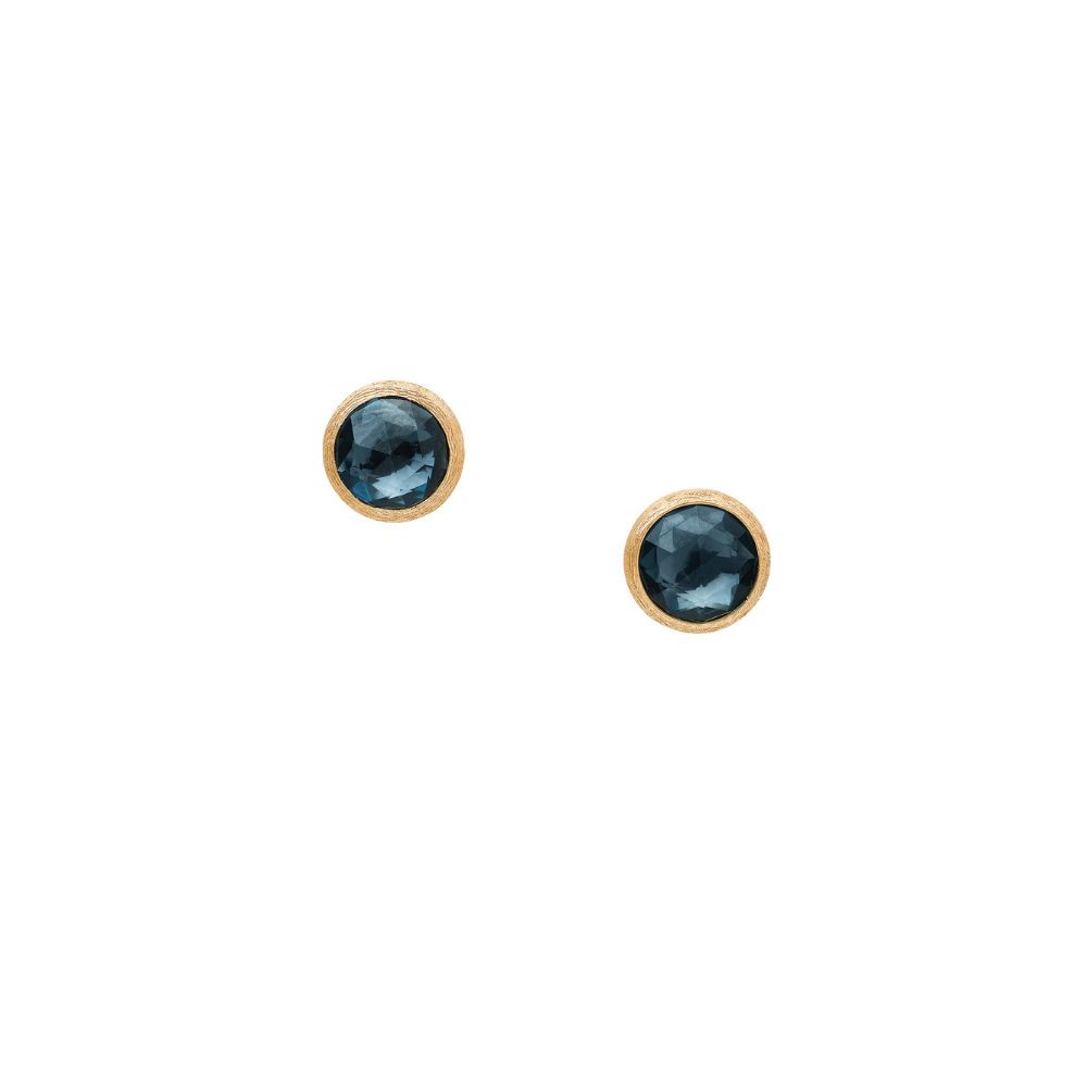 Marco Bicego Japiur Collection 18k Yellow Gold Blue Topaz Stud Earrings